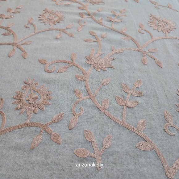 Woven Wool Scarf With Chain Stitch Embroidery Carolina Amato Lightweight - Picture 9 of 13